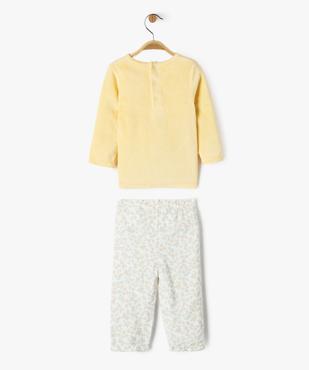 Pyjama en velours 2 pièces à motifs fleuris bébé fille vue3 - GEMO 4G BEBE - GEMO