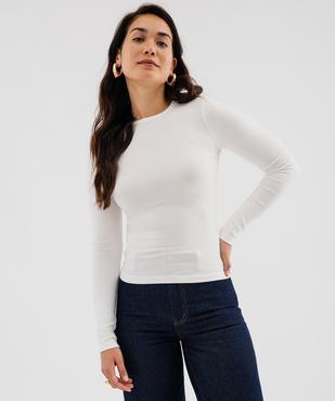 Tee-shirt manches longues extensible en coton et modal mélangés femme vue1 - GEMO(FEMME PAP) - GEMO
