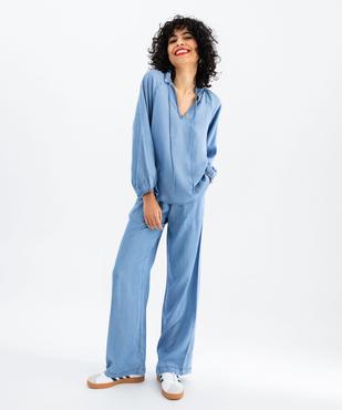 Pantalon large en Lyocell avec ceinture élastique femme vue4 - GEMO 4G FEMME - GEMO