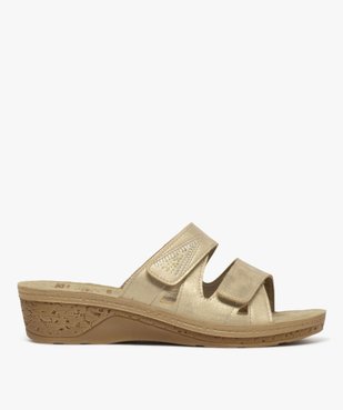 Mules femme confort unies à semelle compensée avec double brides scratch vue7 - G'FLEX - GEMO