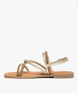 Sandales femme à talon plat dessus strass vue3 - GEMO (CASUAL) - GEMO