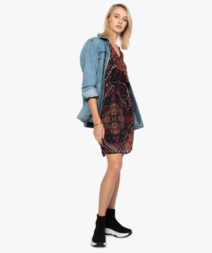 Robe femme imprimée avec fil pailleté et manches longues vue5 - GEMO(FEMME PAP) - GEMO