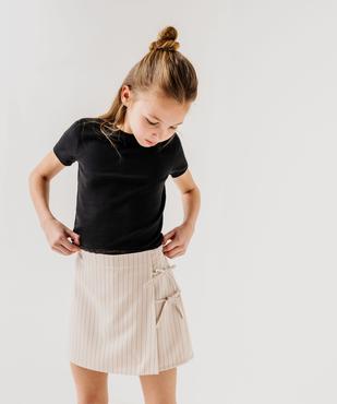 Jupe-short à fines rayures et pan noué fille vue1 - GEMO (JUNIOR) - GEMO
