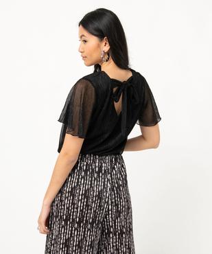 Tee-shirt scintillant à manches courtes en maille plissée femme vue3 - GEMO(FEMME PAP) - GEMO