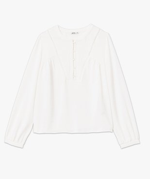 Blouse unie avec col rond boutonné femme vue4 - GEMO(FEMME PAP) - GEMO