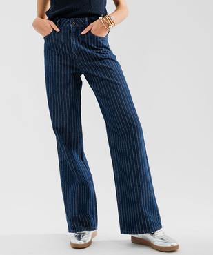 Jean flare en denim brut rayé femme - LuluCastagnette vue1 - LULUCASTAGNETTE - GEMO