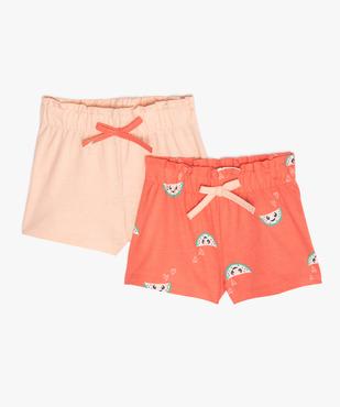Short bébé fille en jersey de coton (lot de 2) vue1 - GEMO(BEBE DEBT) - GEMO