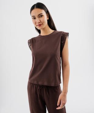 Tee-shirt sans manches avec emmanchures en dentelle femme vue2 - GEMO(FEMME PAP) - GEMO