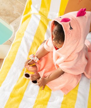 Cape de bain en éponge bébé fille avec capuche poule vue6 - GEMO 4G BEBE - GEMO