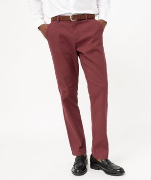 Pantalon chino coupe slim en coton stretch piqué avec ceinture homme vue1 - GEMO (HOMME) - GEMO