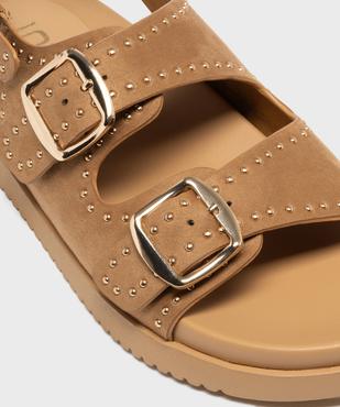 Mules à épaisse semelle en suédine à clous dorés femme vue6 - 5 MILES - GEMO