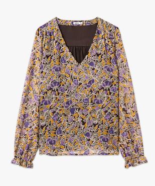 Blouse à manches longues en voile à motifs fleuris femme vue4 - GEMO 4G FEMME - GEMO