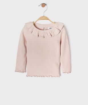 Tee-shirt manches longues avec col à volant bébé fille vue1 - GEMO(BEBE DEBT) - GEMO