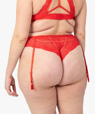 Tanga femme grande taille en dentelle avec porte-jarretelles amovibles vue2 - GEMO(HOMWR FEM) - GEMO