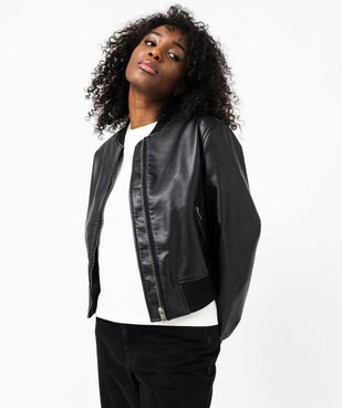 Blouson court en synthétique imitation cuir femme vue2 - GEMO(FEMME PAP) - GEMO