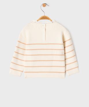 Pull rayé avec col en dentelle bébé fille - LuluCastagnette vue3 - LULU CASTAGNETTE GEMO FOR GOOD - GEMO