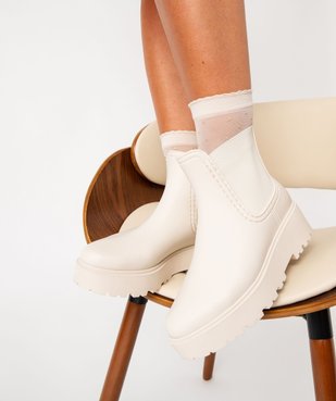 Boots femme unies style Chelsea à semelle plateforme crantée vue1 - GEMO (CASUAL) - GEMO