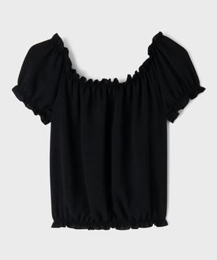 Tee-shirt manches courtes à finitions froncées fille vue1 - GEMO (JUNIOR) - GEMO