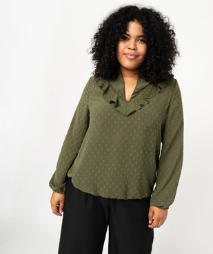 Blouse manches longues en voile plumetis à col V femme grande taille vue1 - GEMO (G TAILLE) - GEMO