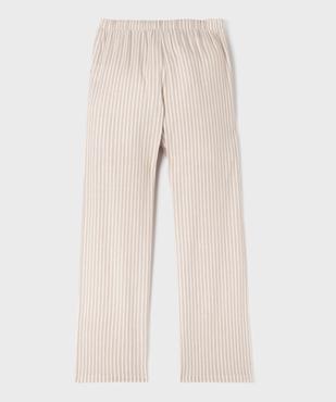 Pantalon large en lin rayé fille vue3 - GEMO 4G FILLE - GEMO