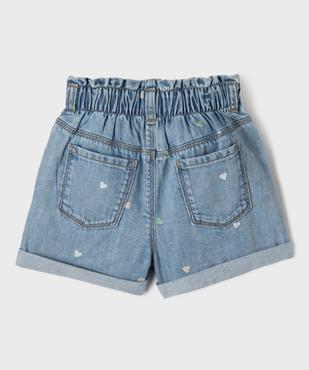 Short en jean taille haute paperbag à motif cœurs fille vue3 - GEMO (ENFANT) - GEMO