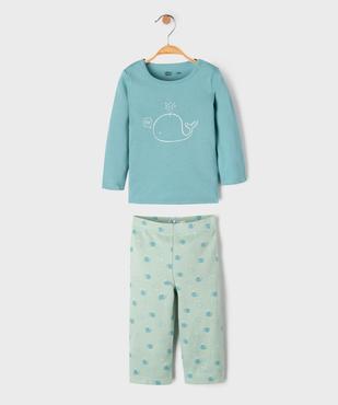 Pyjama 2 pièces motif baleines bébé vue1 - GEMO 4G BEBE - GEMO