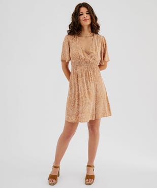 Robe courte imprimée à manches courtes femme vue1 - GEMO 4G FEMME - GEMO