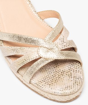 Sandales femme compensées à fines brides métallisées vue6 - GEMO(URBAIN) - GEMO