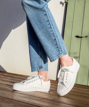 Baskets en toile à lacets avec épaisse semelle femme vue1 - FOLLOW ME G4G - GEMO