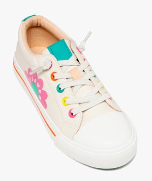 Baskets fille en toile unie avec oeillets fantaisie et semelle à liseré vue6 - GEMO 4G FILLE - GEMO