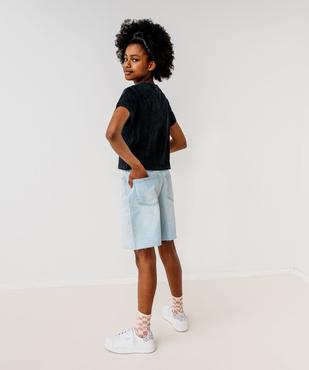 Bermuda en jean taille haute finition sans coutures fille vue8 - GEMO 4G FILLE - GEMO
