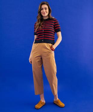 Pantalon barrel en coton stretch à taille élastiquée femme vue4 - GEMO(FEMME PAP) - GEMO