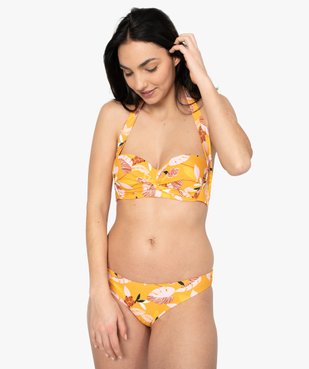 Haut de maillot de bain femme fleuri look rétro vue3 - GEMO (PLAGE) - GEMO