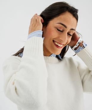 Pull en maille douillette extensible contenant de la laine femme vue1 - GEMO 4G FEMME - GEMO