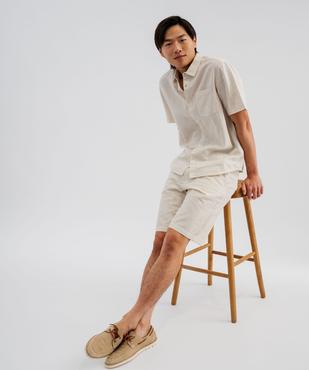 Bermuda en lin et coton coupe regular homme vue4 - GEMO 4G HOMME - GEMO