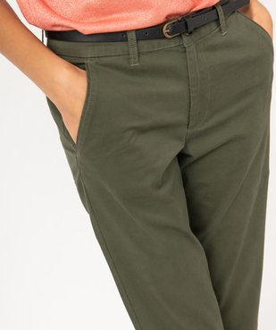 Pantalon 7/8ème en toile extensible avec ceinture femme vue2 - GEMO 4G FEMME - GEMO