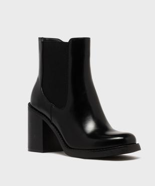 Boots Chelsea à talon et bout rond femme - Follow Me vue2 - FOLLOW ME - GEMO