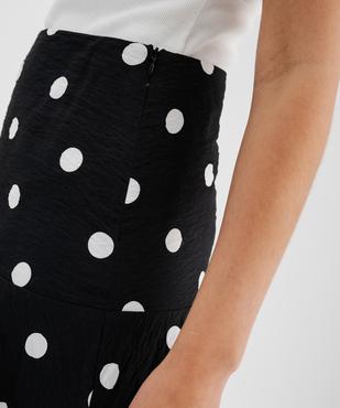 Jupe en viscose froissée à pois et volant femme vue2 - GEMO(FEMME PAP) - GEMO