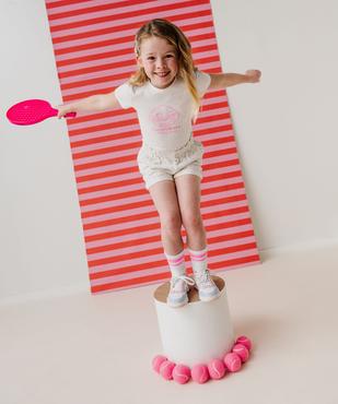 Tee-shirt manches courtes à motif fille vue4 - GEMO 4G FILLE - GEMO
