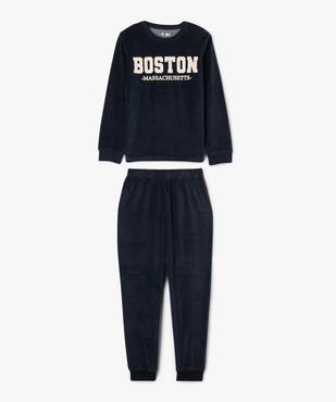 Pyjama en velours avec inscription Boston garçon vue1 - GEMO (JUNIOR) - GEMO