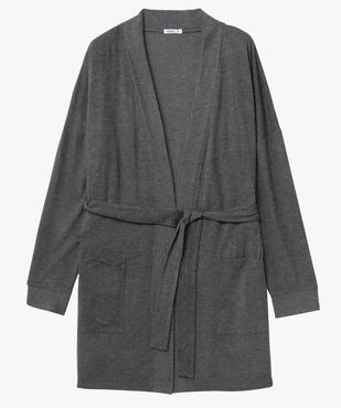 Veste d'intérieur femme grande taille en maille douce avec ceinture à nouer vue4 - GEMO(HOMWR FEM) - GEMO