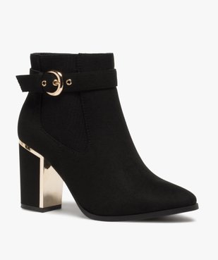 Bottines femme à talon en suédine avec détails métallisés vue3 - VALENTINA BALDA - GEMO