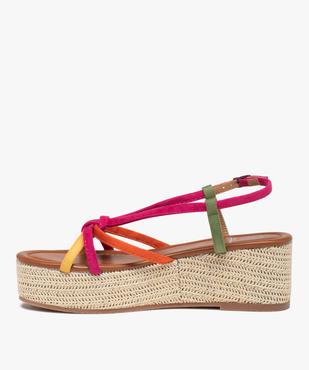 Sandales femme compensées à fines brides multicolores vue4 - GEMO(URBAIN) - GEMO