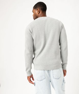 Pull col rond en coton uni homme vue3 - GEMO (HOMME) - GEMO