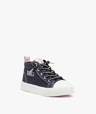 Baskets fille montantes déperlantes pailletée à lacets élastiques  vue2 - GEMO (ENFANT) - GEMO