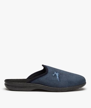 Chaussons mules en velours ras avec broderie homme vue1 - GEMO(HOMWR HOM) - GEMO