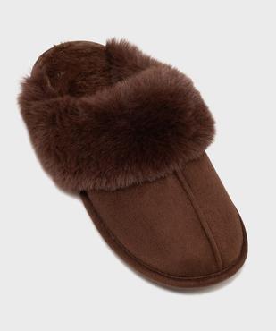 Chaussons mules en suédine avec fourrure imitation femme vue5 - GEMO(HOMWR FEM) - GEMO