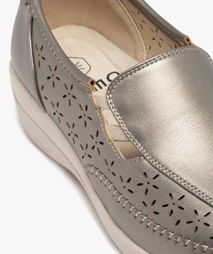 Mocassins femme confort unis métallisés et ajourés à semelle compensée vue6 - G'FLEX - GEMO