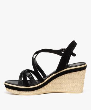 Sandales femme à talon compensé corde imitation avec brides unies fantaisie  vue3 - GEMO(URBAIN) - GEMO