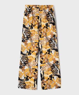 Pantalon large en viscose avec taille élastique fille vue3 - GEMO 4G FILLE - GEMO